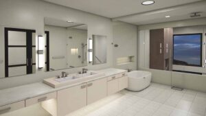 A rendering of a Southbank Model Master Bathroom